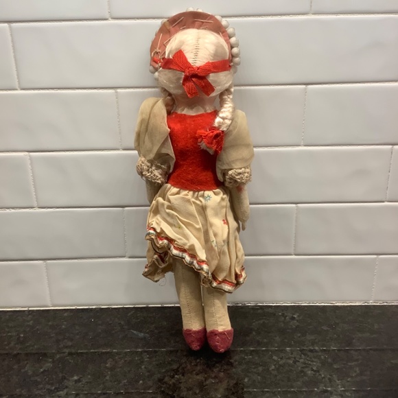 Vintage Scandanavian Cloth 10.25 in. Folk Doll - Picture 2 of 10
